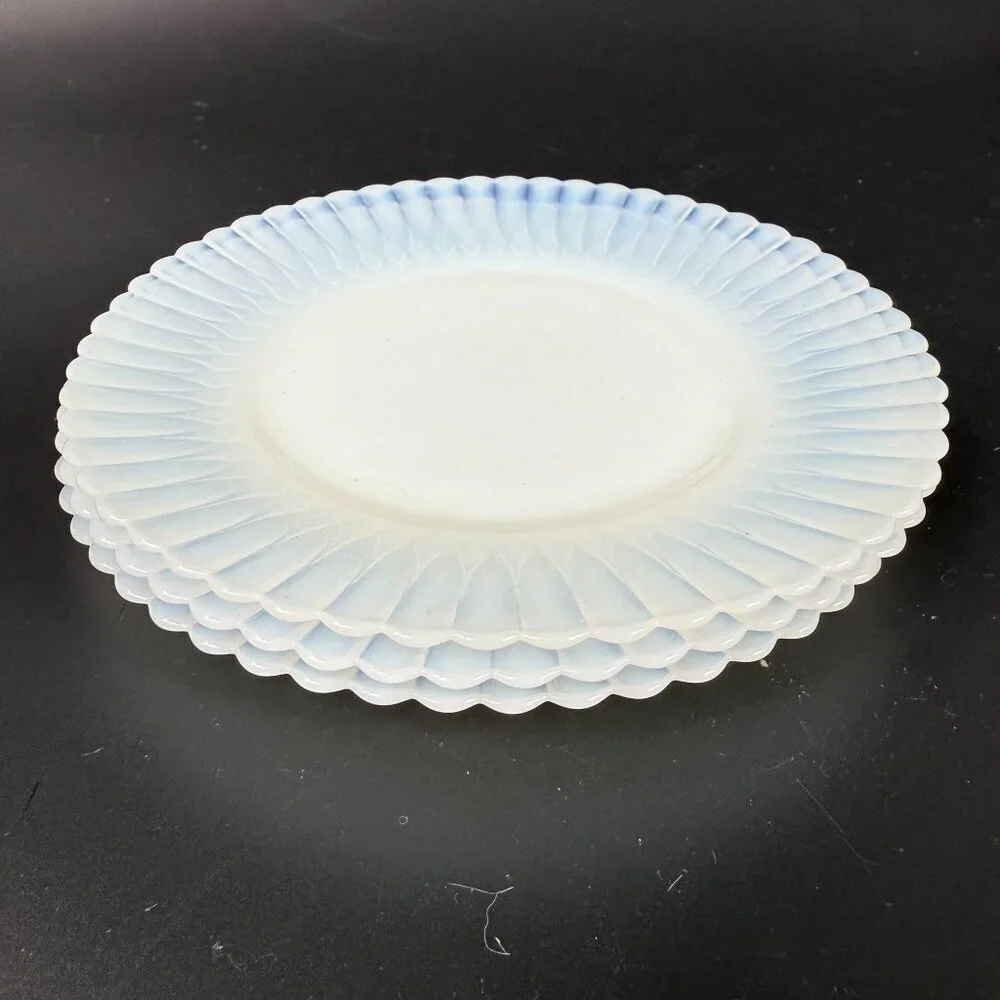Macbeth-Evans Petalware Monax White Ribbed Edge Bread & Butter Plates Set Of 3
